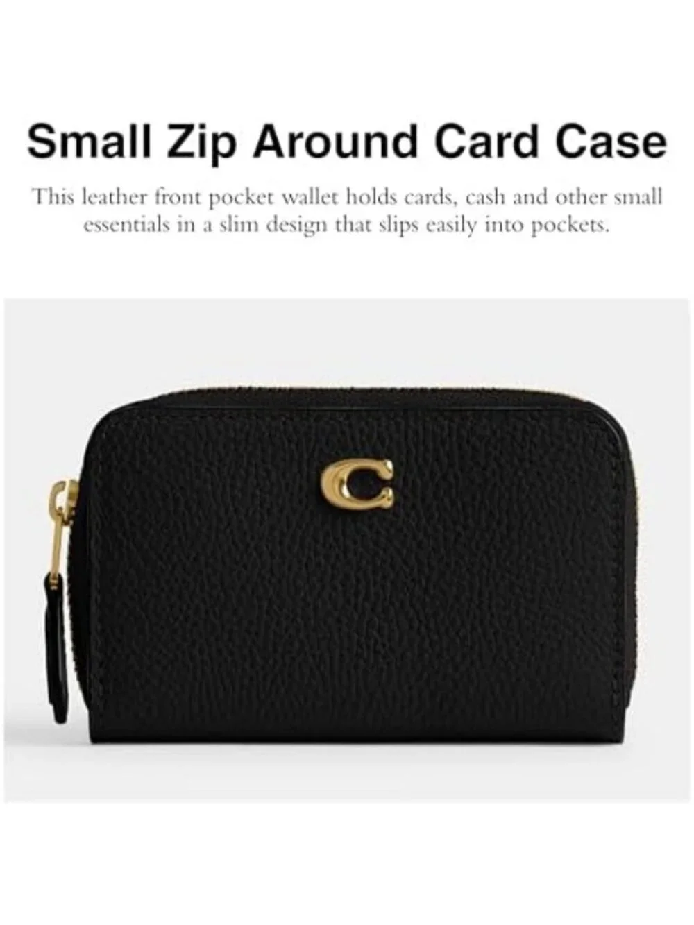 Essential Small Zip Around Card Case - Black, Compact Wallet, Stylish Organizer